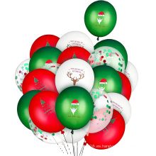 Globos de Navidad con arco de globos confeti rojo verde